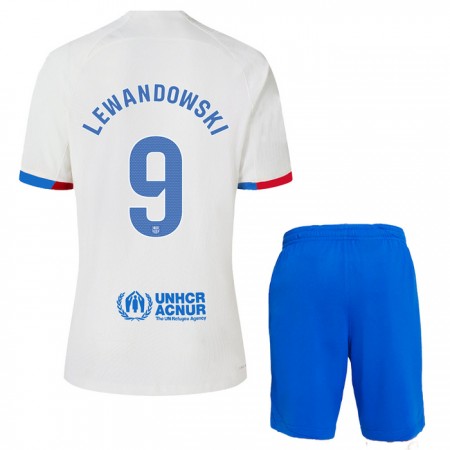 FC Barcelona Lewandowski 9 Børn Udebanesæt 2023-24 Kortærmet(+ Korte bukser)